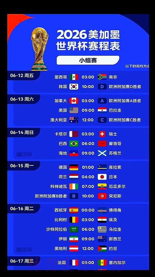 2026世界杯比赛时间最新完整安排直播平台 2026世界杯比赛时间最新完整安排直播平台